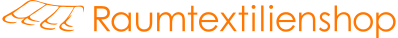 Logo von Raumtextilienshop in orange auf schwarzem Hintergrund