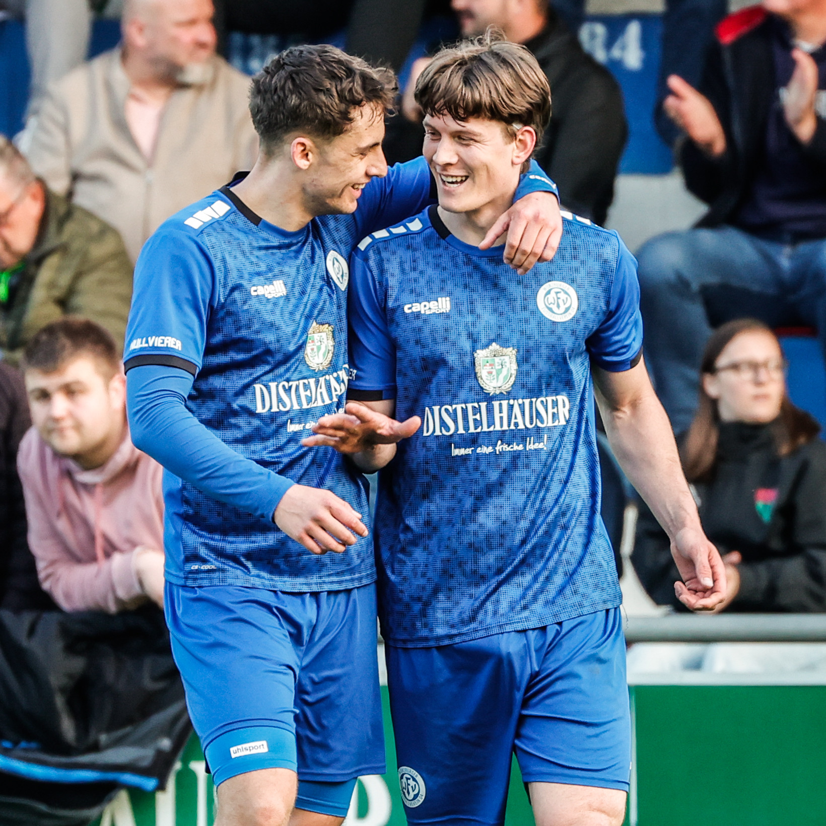 Fußballspieler des wfv bei einem Spiel am 14. April 2026, Team Distelhäuser, Jubel auf dem Spielfeld