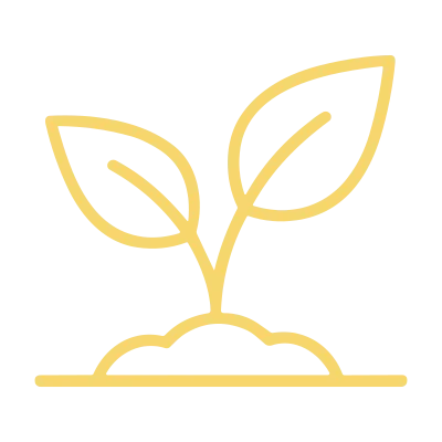 Icon Erdbestattung gelb – Symbol für Erdbestattung mit gelber Pflanze