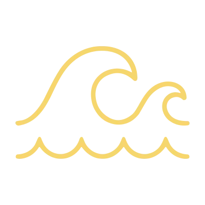 Icon Seebestattung gelb – Symbol für Seebestattung als gelbe Linie auf schwarzem Hintergrund