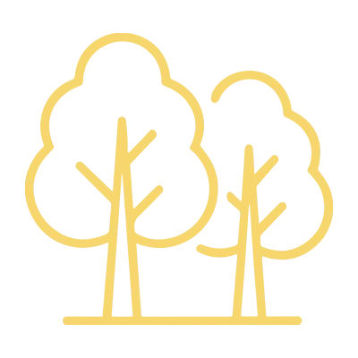 Icon Waldbestattung in Gelb – Symbol für Bestattung im Wald